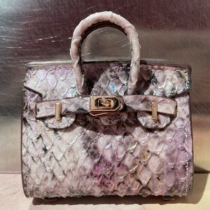 🐍 👜 Handmade Mini Purple Haze Python Snakeskin Birkin AirPods Tote Bag Charm